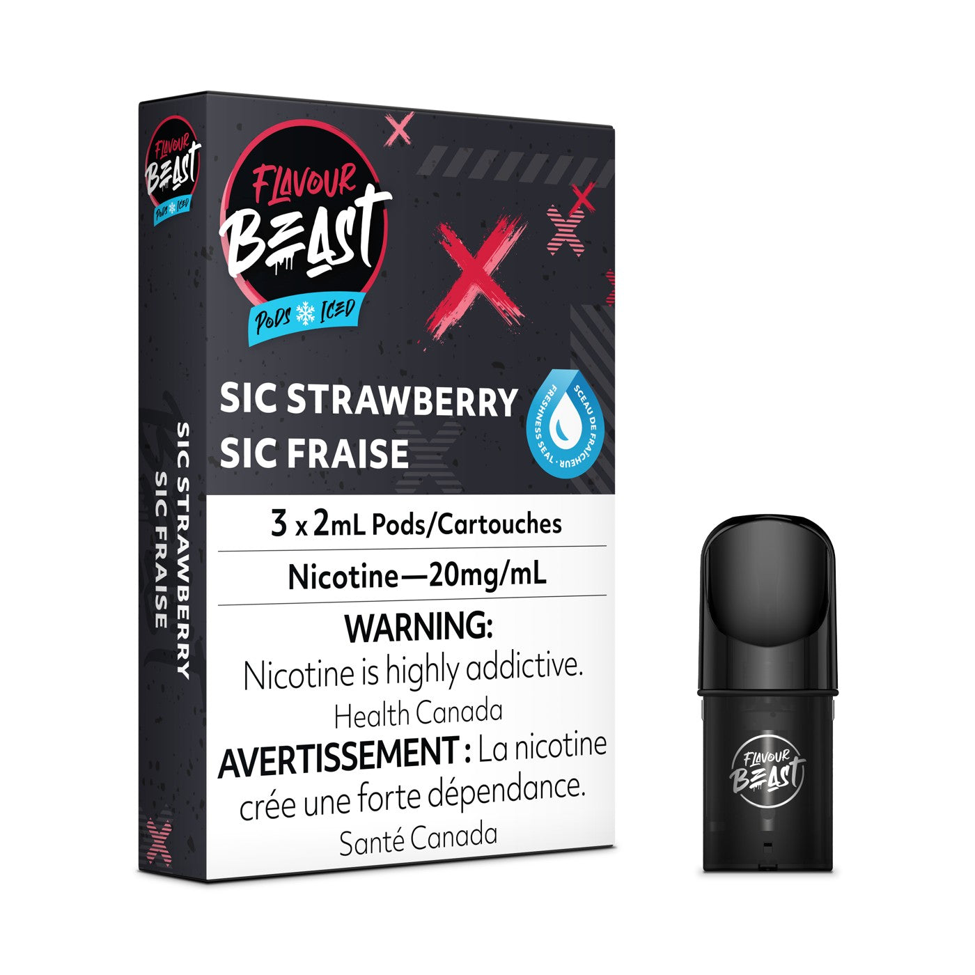 SIC STRAWBERRY ICED FLAVOUR BEAST POD PACK box